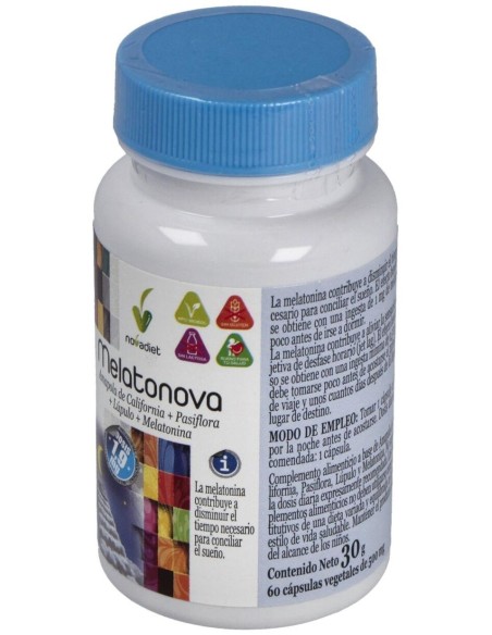 Melatonova Cápsulas Envase de 60 cápsulas vegetales. de Novadiet