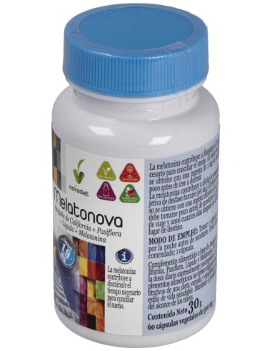 Melatonova Cápsulas Envase de 60 cápsulas vegetales. de Novadiet