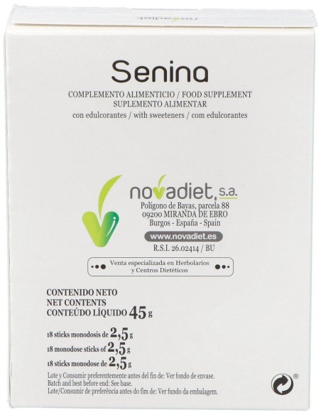 Senina Envase de 18 sticks monodosis de 2,5 g. de Novadiet