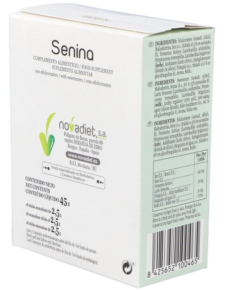 Senina Envase de 18 sticks monodosis de 2,5 g. de Novadiet