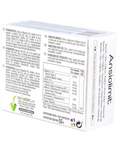 Ansiolimit Envase de 60 cápsulas vegetales. de Novadiet