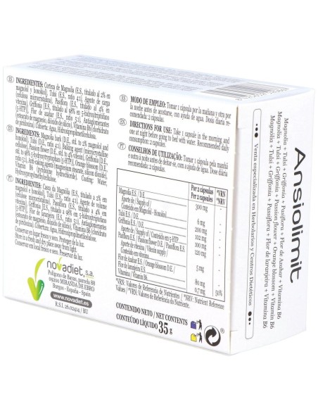 Ansiolimit Envase de 60 cápsulas vegetales. de Novadiet