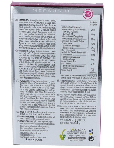 Mepausol Envase de 60 cápsulas vegetales. de Novadiet