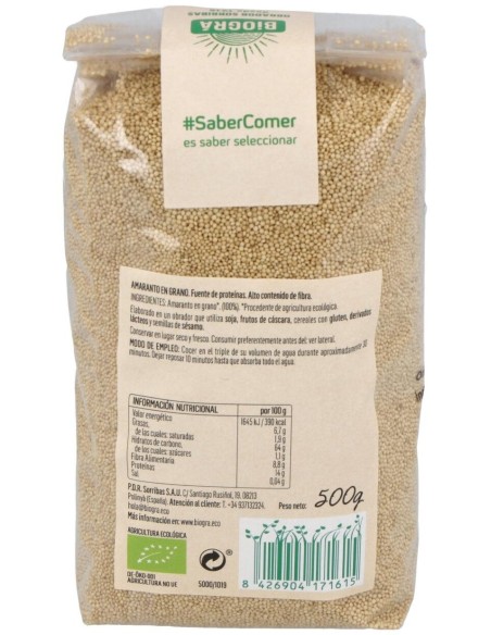 Amaranto En Grano 500G Biogra Bio de Biográ (Sorribas)