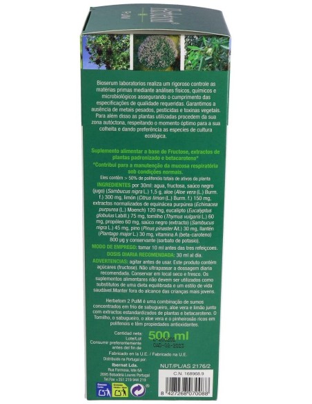 Herbetom 2 Pulm Respir 500Ml de Bioserum