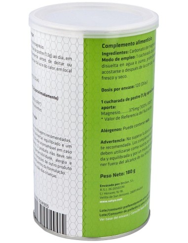 Carbonato De Magnesio Bote 180Gr. de Sotya
