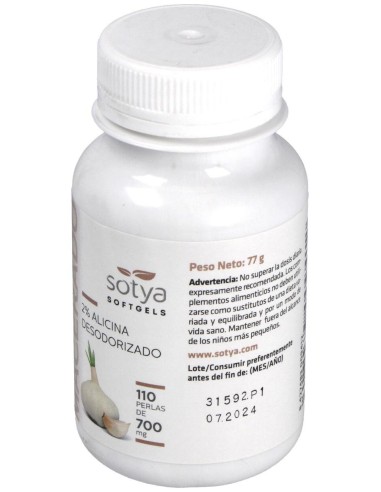 Ajo Macerado 700Mg Perlas 110U de Sotya