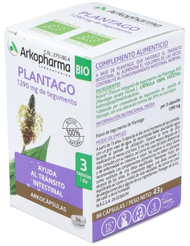 Plantago 84Arkocapsulas. Bio de Arkopharma