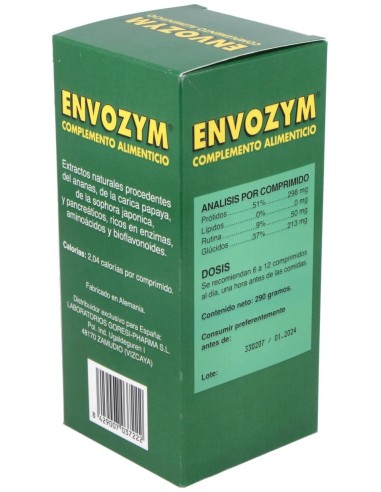 Envozym  Complemento Alimenticio  500 Comp. de Goresi-Pharma