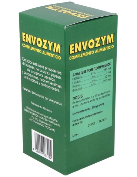 Envozym  Complemento Alimenticio  500 Comp. de Goresi-Pharma