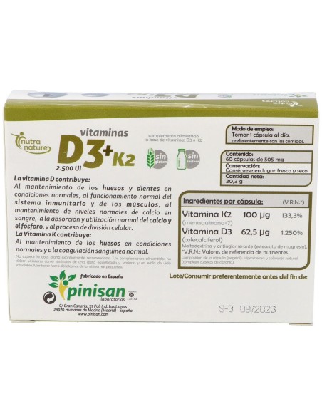 Vitamina D3+K2 60Cap. de Pinisan