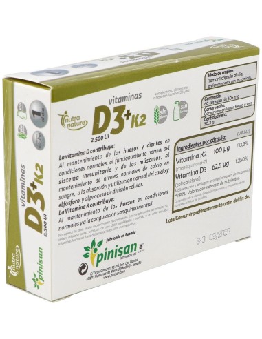 Vitamina D3+K2 60Cap. de Pinisan