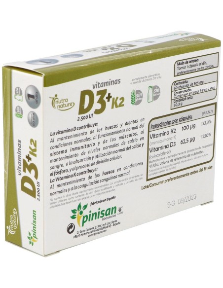 Vitamina D3+K2 60Cap. de Pinisan