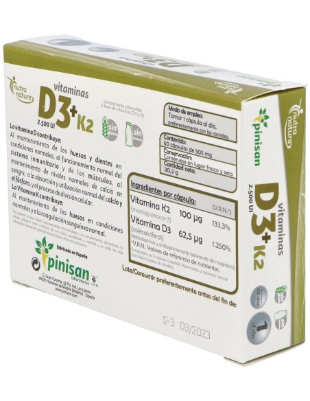 Vitamina D3+K2 60Cap. de Pinisan