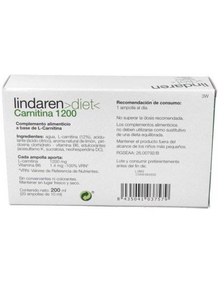 Lindaren Diet Carnitina 1200 20Amp. de Artesania