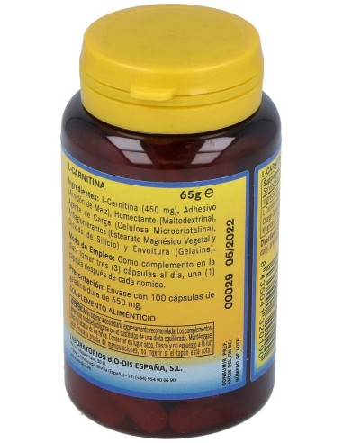 L-Carnitina 450Mg. 100Cap. de Nature Essential