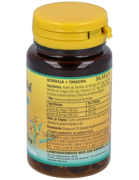 Borraja + Onagra 500Mg. 50Perlas de Nature Essential