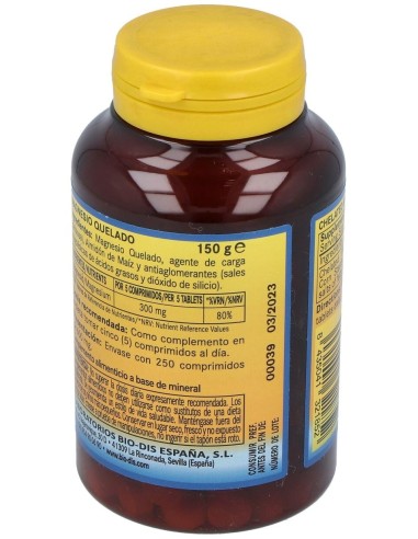Magnesio Quelado 300Mg. 250Comp. de Nature Essential