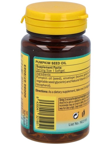 Aceite De Semillas De Calabaza 500Mg. 50Perlas de Nature Essential