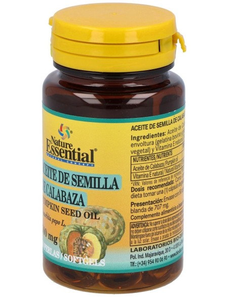 Aceite De Semillas De Calabaza 500Mg. 50Perlas de Nature Essential