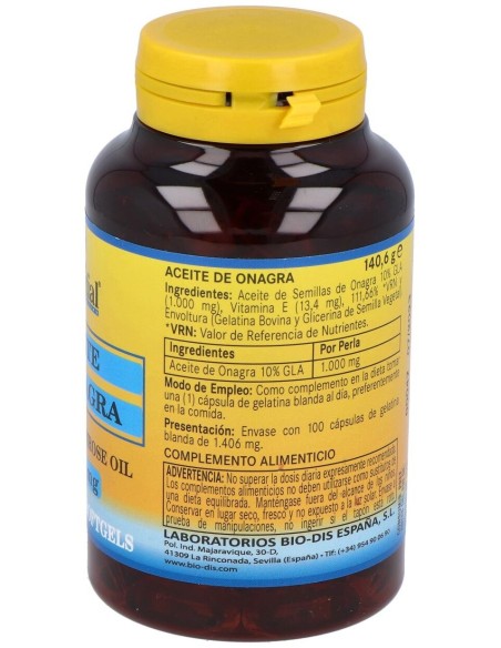 Aceite De Onagra 1000Mg. (10% Gla) 100Perlas de Nature Essential