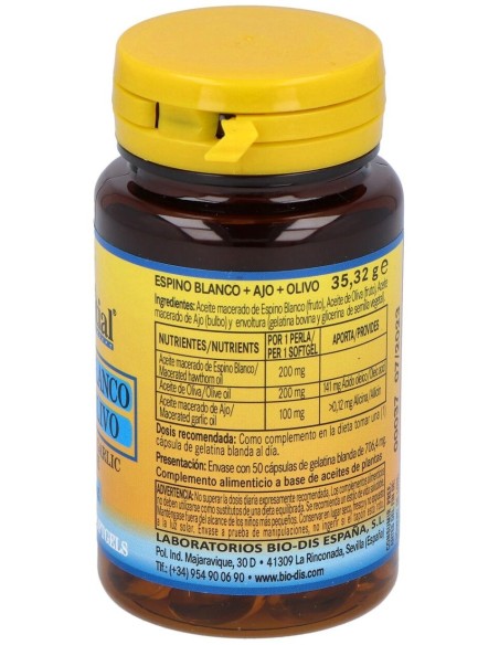 Espino Blanco + Ajo +Olivo 500Mg. 50Perlas de Nature Essential