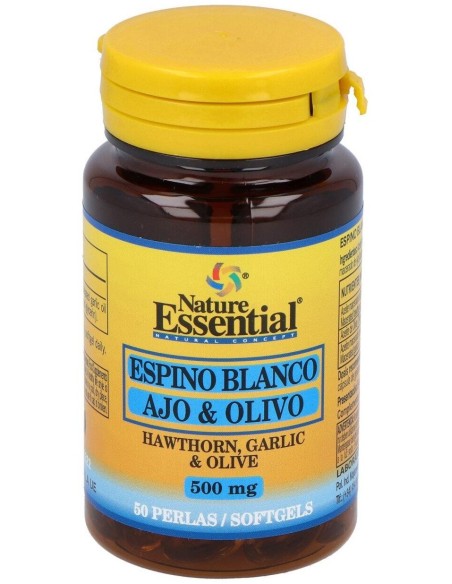 Espino Blanco + Ajo +Olivo 500Mg. 50Perlas de Nature Essential