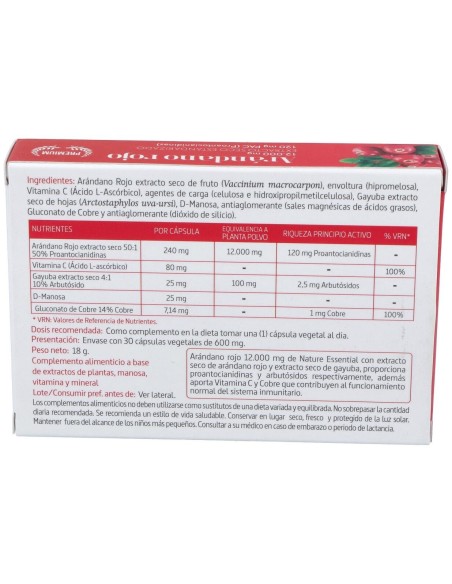 Arandano Rojo (Ext Seco 120 Proantocianidas) 30Cap de Nature Essential