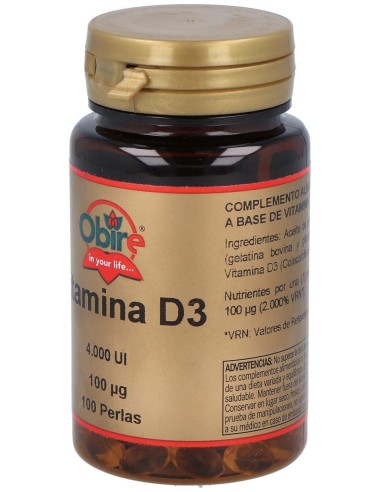 Vitamina D3 100Mcg. 100Perlas de Obire