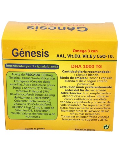 Genesis Dha Tg 1000 Omega 3 120 Cápsulas  Zeus