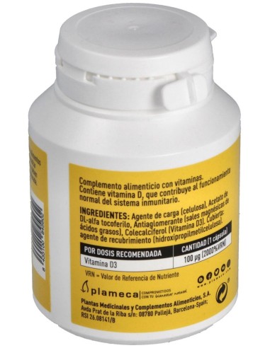 Vitamina D3 4000Ui 90Cap. de Plameca