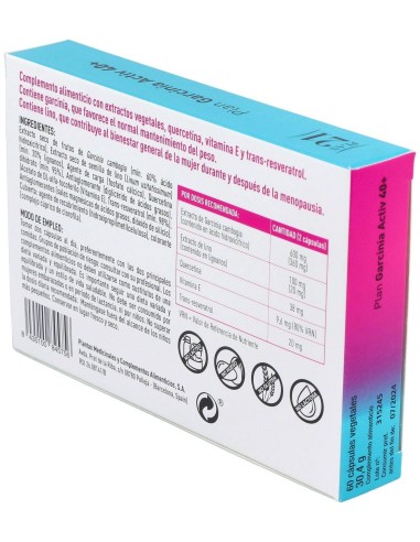 Plan Garcinia Activ 40+ 60 Cápsulas Vegetales de Plameca