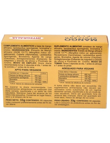 Mango Africano Plus 60Cap. de Integralia