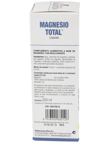 Magnesio Total Liquido Sabor Limon 200Cc de Ana Maria Lajusticia