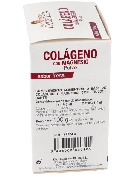 Colageno Con Magnesio Sabor Fresa 20Sticks de Ana Maria Lajusticia