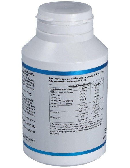 Aceite Higado De Bacalao Con Vit. A, D Y E 180Cap. de Equisalud