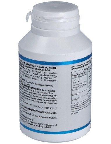 Aceite Higado De Bacalao Con Vit. A, D Y E 180Cap. de Equisalud