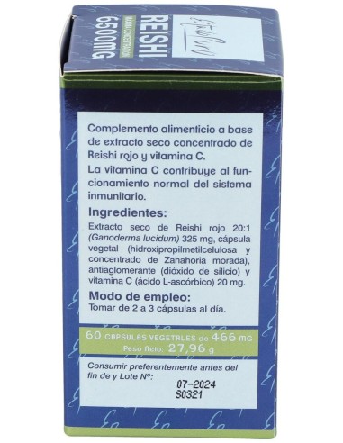 Reishi 6500Mg. 60Cap. Estado Puro de Tongil