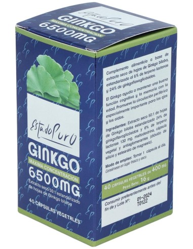 Ginkgo 6500Mg. 40Cap. Estado Puro de Tongil