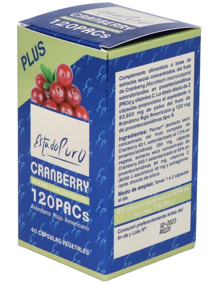 Cranberry 120 Pacs 40Cap. Estado Puro de Tongil