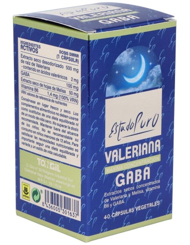 Valeriana Con Gaba 40Cap. Estado Puro de Tongil