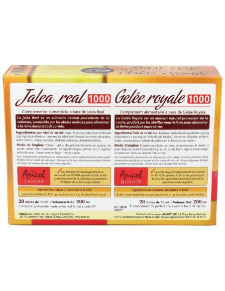 Apicol Jalea Real 1000Gr. 20Viales de Tongil