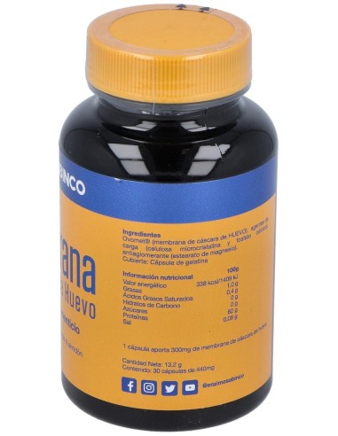 Membrana De Cascara De Huevo 30Cap. de Enzime - Sabinco