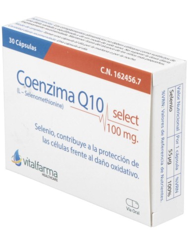 Coenzima Q10 Select 100Miligramos 30 Cápsulas  Vitalfarma