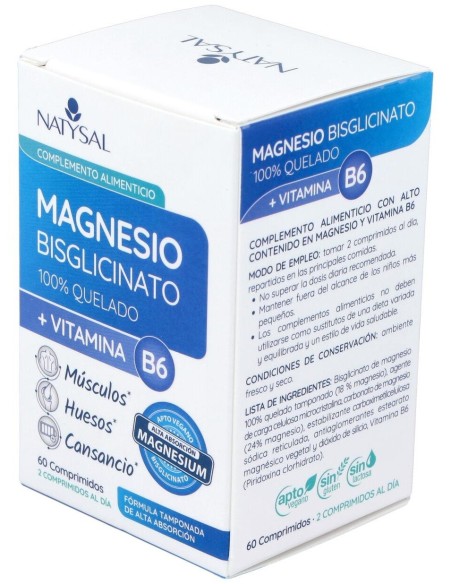 Magnesio (Bisglicinato) + B6 60 Comp. de Natysal