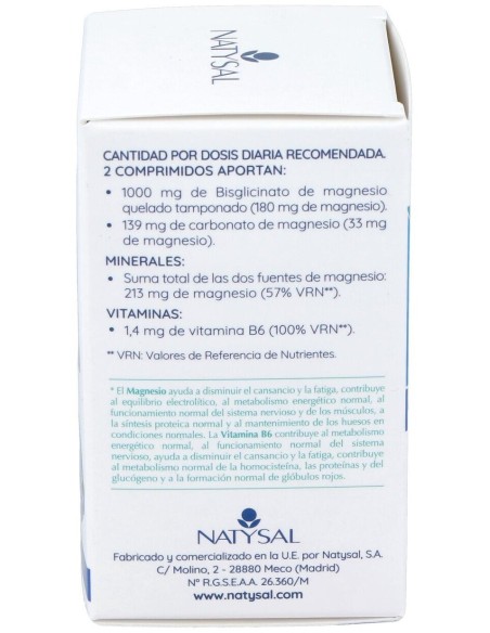 Magnesio (Bisglicinato) + B6 60 Comp. de Natysal