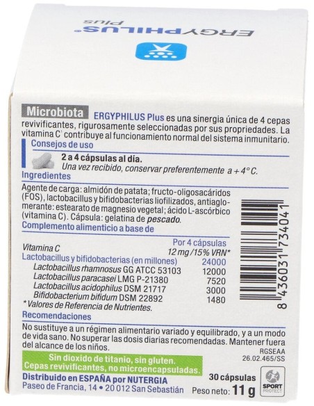 Ergyphilus Plus 30Cap. (Refrigeracion) de Nutergia