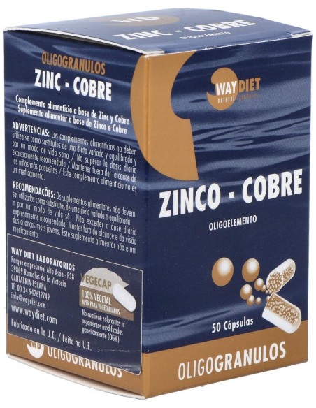 Zinc-Cobre Oligogranulos 50Caps. de Waydiet Natural Products