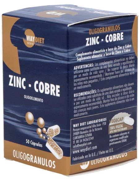 Zinc-Cobre Oligogranulos 50Caps. de Waydiet Natural Products