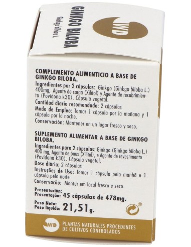Ginkgo Biloba Phytogranulos 45Caps. de Waydiet Natural Products